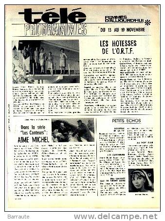 PROGRAMME TV Ancien 13/11/1966 Au 19/11/1966 .les Hotesses De L´O.R.T.F. - Télévision