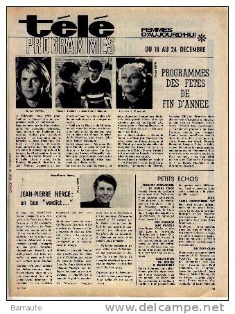 PROGRAMME TV Ancien 18/12/1966 Au 24/12/1966 .Article Sur Jean-Pierre HERCE - Televisie