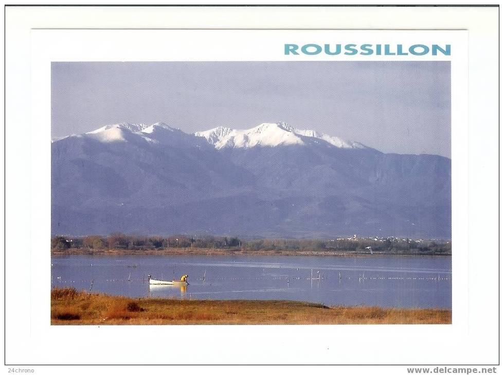 Roussillon: Pecheur Sur L´ Etang Du Canet, Au Fond, Le Massif Du Canigou (08-354) - Canet En Roussillon