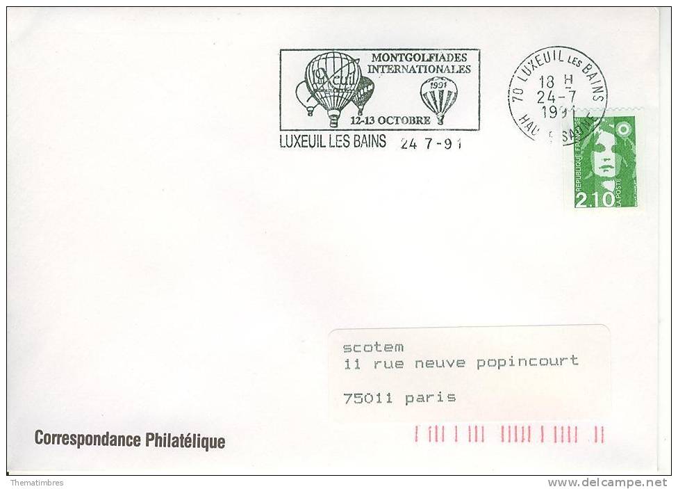 SD0118 Montgolfiades Internationales Flamme Luxeuil Les Bains 1991 - Mongolfiere