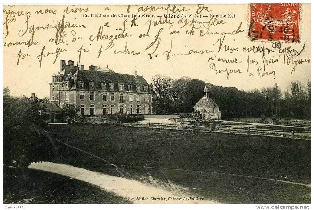 37 CLERE Château De Champchevrier  Beau Plan  1909 - Cléré-les-Pins