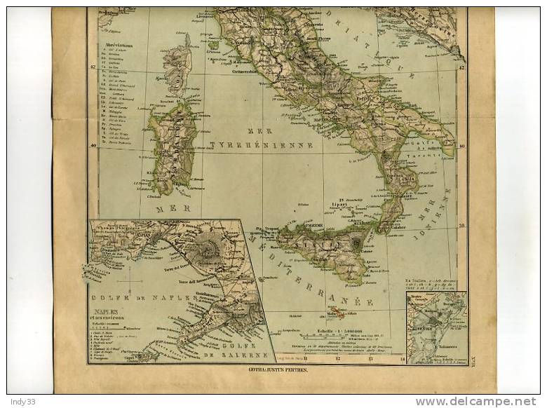 - ITALIE . CARTE GRAVEE EN COULEURS AU XIXe S. - Geographical Maps