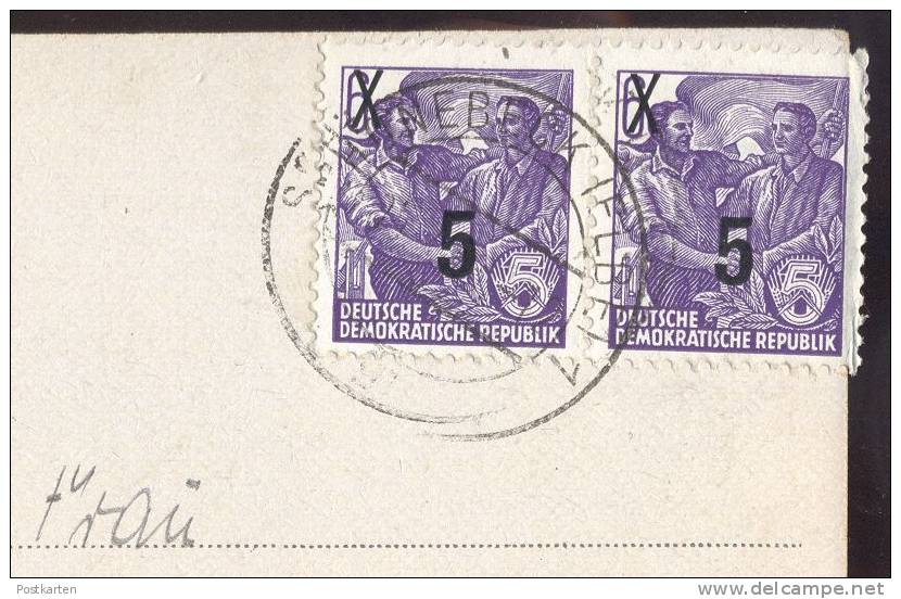 ALTE POSTKARTE SCHÖNEBECK ELBE BAD SALZELMEN RATHAUS Wertaufdruck 5 Auf 6 DDR 435 Briefmarke Stamp 1954 Fünfjahresplan - Schoenebeck (Elbe)