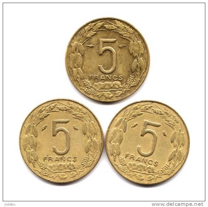 3 Piéces De  5 Francs De 1958 1965-1968- -cameroun- - Kameroen