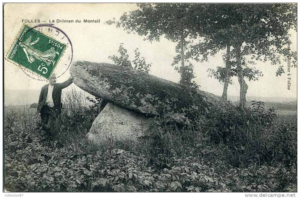 RARE < DOLMEN Du MONTEIL à FOLLES 87 - PIERRE MEGALITHIQUE - MEGALITHE - Dolmen & Menhirs