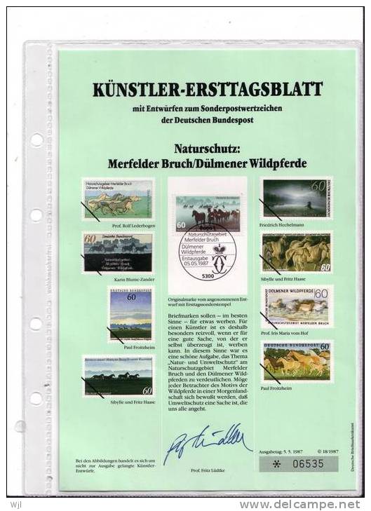 KUNSTLER - ERSTTAGSBLALTT - FDC DOC  - Prof. Fritz Ludtke - 05.05.1987 - YT N° 1160 - Année Européenne De L'Environnemen - Sonstige & Ohne Zuordnung