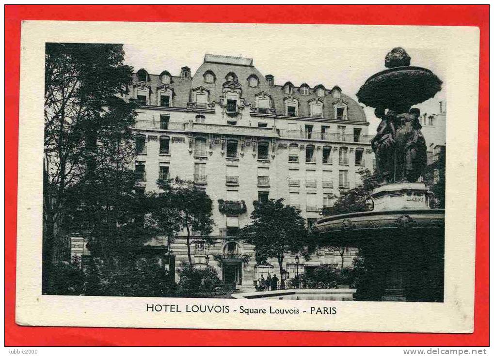 HOTEL LOUVOIS 1918 SQUARE LOUVOIS CARTE PUBLICITAIRE DE L HOTEL EN BON ETAT - District 02