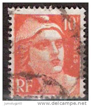 Timbre France Y&T N° 722 (1) Obl.  Marianne De Gandon.  10 F . Orange. Cote 0,65 € - 1945-54 Maríanne De Gandon