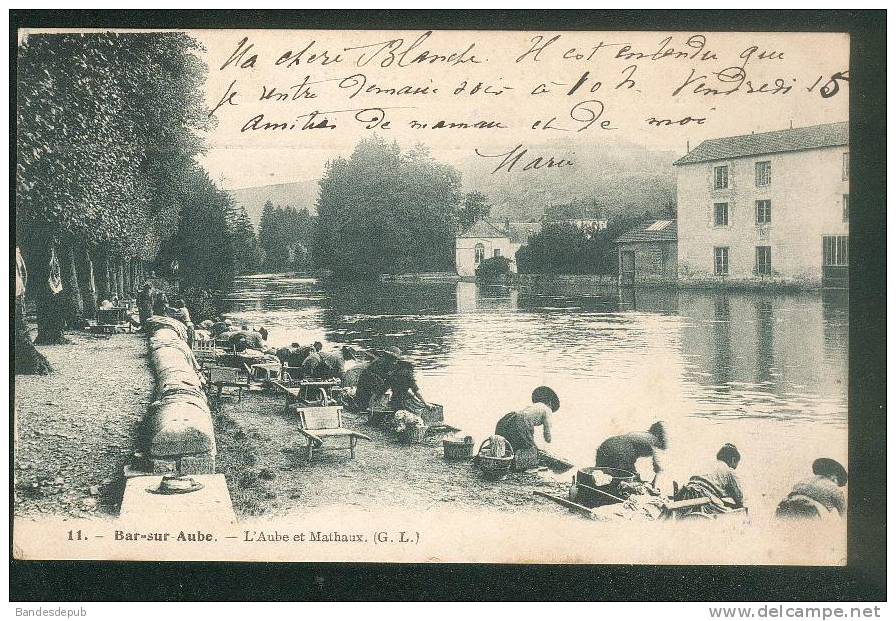 Bar Sur Aube (10) - L' Aube Et Le Mathaux ( Animée Lavandière Lavandières G.L. N°11 Voyagé En 1904) - Bar-sur-Aube