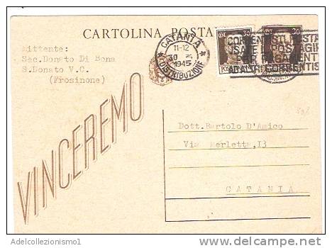 2558)intero Postale Con 30c Imperiale + 30c Imperiale S.F. Da S.donato A Catania Il 23-3-1945 - Marcophilia