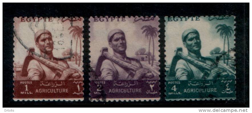 EGYPT / 1954 / MISPERFORATION ERROR / 3 USED STAMPS / VF  . - Used Stamps