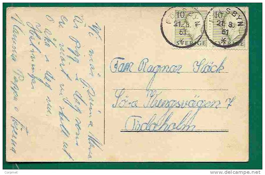 SWEDEN - VF HUMOR POSTCARD CIRCULATED In 1951 From FOLSBYN - Pair Of Stamps - Lettres & Documents