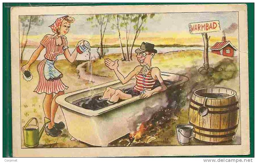 SWEDEN - VF HUMOR POSTCARD CIRCULATED In 1951 From FOLSBYN - Pair Of Stamps - Covers & Documents