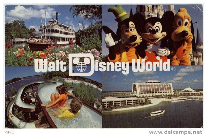WALT DISNEY WORLD : Richard F. Irvine Steamboat;  Goofy, Mickey And Pluto; River Country; Contemporary Resort Hotel - Disneyworld