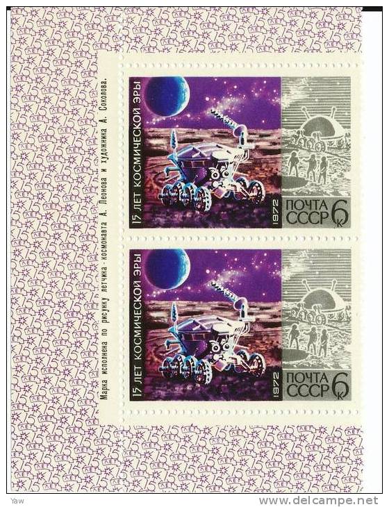 URSS 1972  15° ANNIVERSARIO DELL´ERA COSMICA. LUNOKHOD. COPPIA MNH**  YT 3874 - Russie & URSS