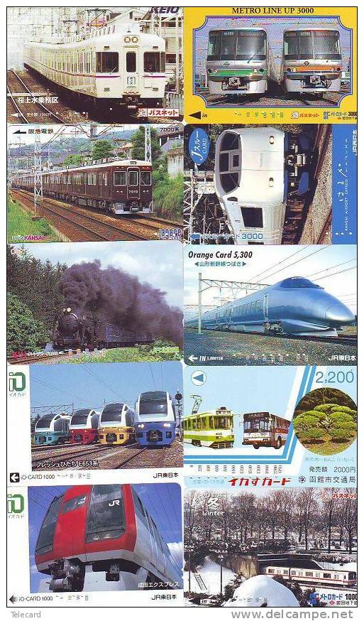 10 X TC Trein (198) Train Trenes Zug Eisenbahn Locomotive Locomotif Japon - Trains
