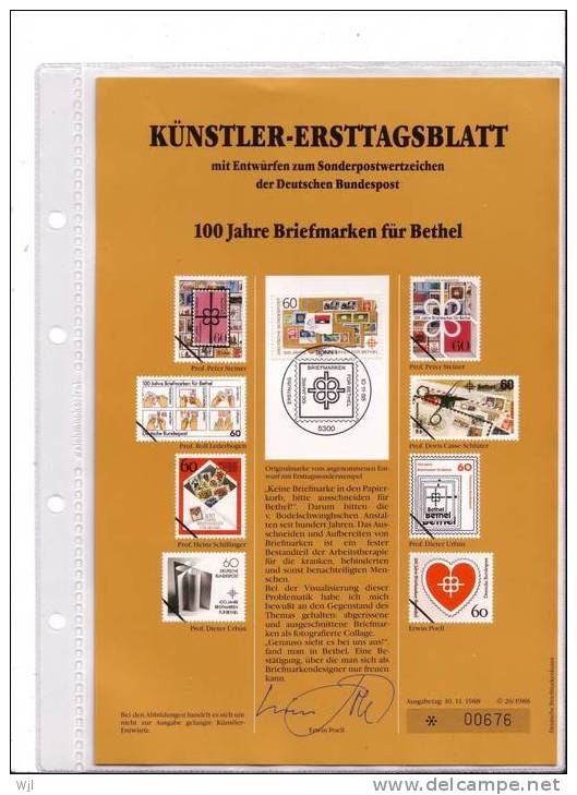 KUNSTLER - ERSTTAGSBLALTT - FDC DOC  - Erxin Poell - 10.11.1988 - YT N° 1227 - Centenaire Du Timbre-postes Pour Berthel, - Other & Unclassified