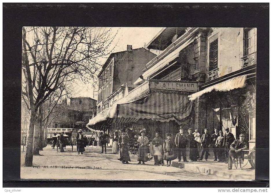 30 ALES ALAIS Place St Jean, Café F. Allemand, Très Animée, Ed JGLR 2793, 1908 - Alès