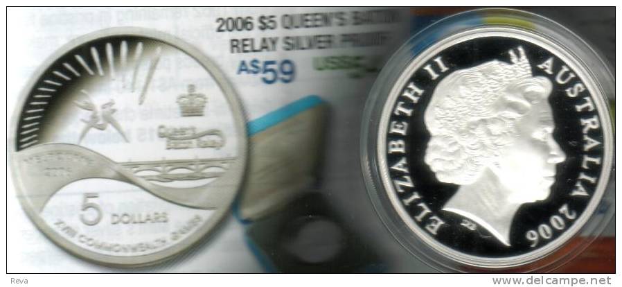 AUSTRALIA $5  COMMONWEALTH GAMES MELBOURNE 2006 BATON RELAY SPORT SILVER  PROOF CV$80A READ DESCRIPTION CAREFULLY !!! - Other & Unclassified