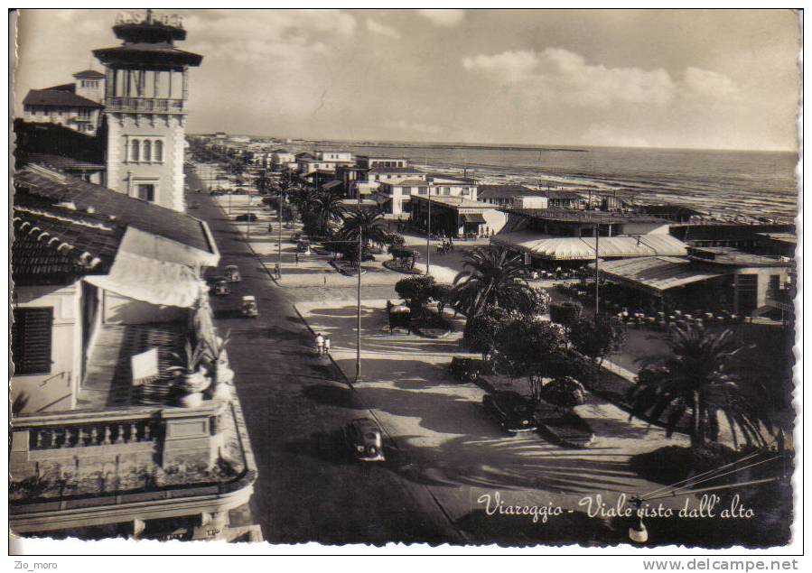 VIAREGGIO 1954 "Viale Visto Dall'alto" Animata Auto, Biciclette, Persone - Viareggio