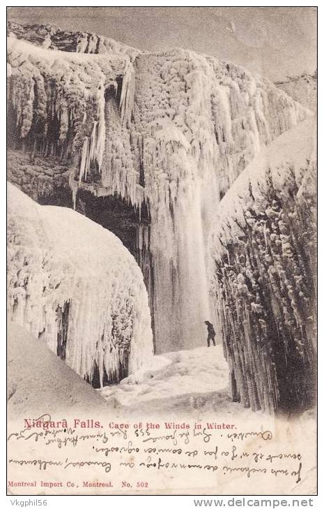 NIAGARA FALLS Complêtement Gelées!!! Avec Personnage S´y Promenant! Depuis Quand N´a T-on Pas Vu Pareille Situation??? - Non Classés