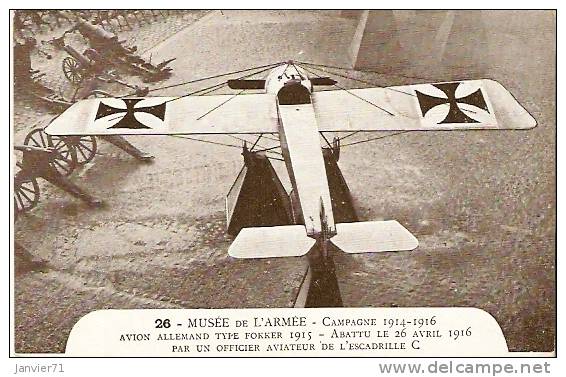 Avion Allemand  Abattu Le 26 Avril 1916 (Musée De L' Armée) - 1914-1918: 1ère Guerre