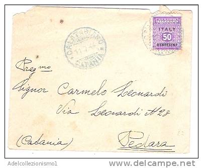2800)lettera Con 50c Amm Lire Da Calatabiano A Pedara Il 11-7-1944 - Marcophilia