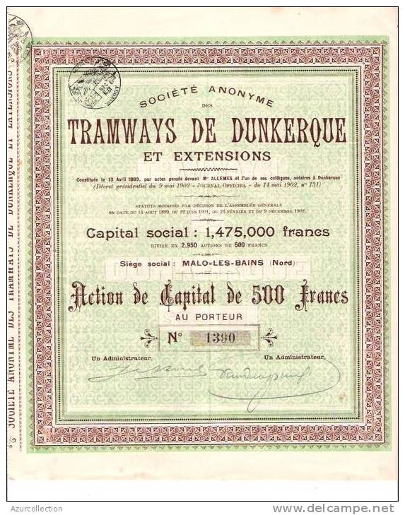 TRAMWAYS DE DUNKERQUE - Railway & Tramway