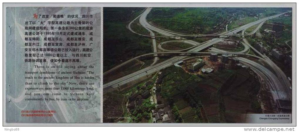 Crossroad Bridge,highway,cheng-yu Expressway,China 2001 Sichuan Traffic Construction Advertising Pre-stamped Card - Bridges