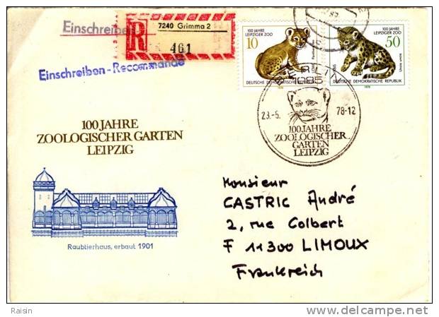 RDA  FDC  Centenaire Du Jardin Zoologique De Leipzig 2 Devants D´enveloppes Ayant Circulé - Briefe U. Dokumente