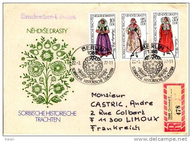 RDA  FDC  Costumes Historiques Sorabes  2 Devants D´enveloppes Ayant Circulé - Briefe U. Dokumente