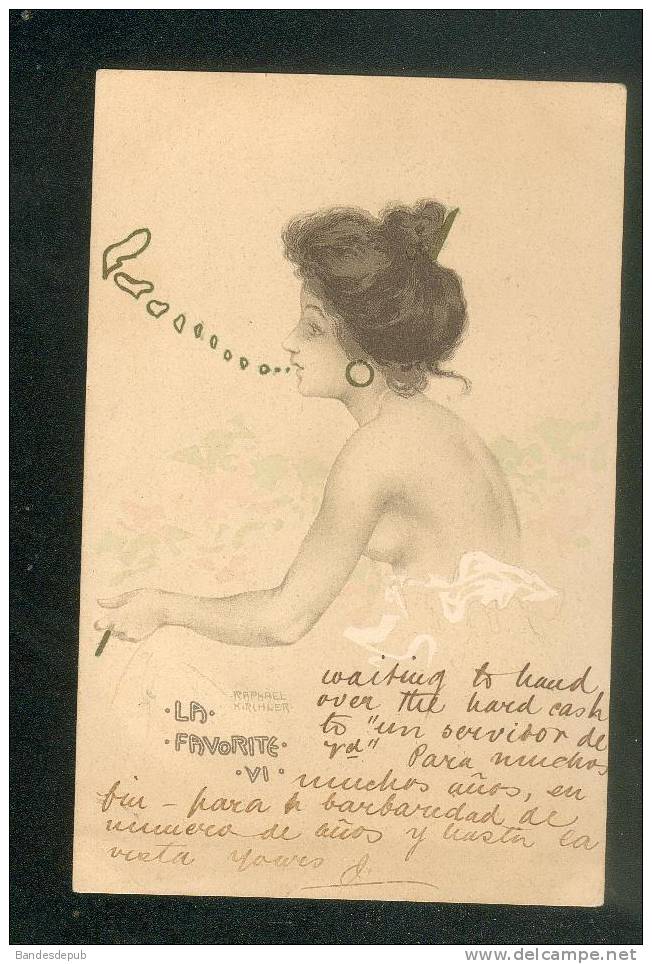 Très Jolie Carte Précurseur Art Nouveau Illustrée  Kirchner Femme La Favorite - Kirchner, Raphael