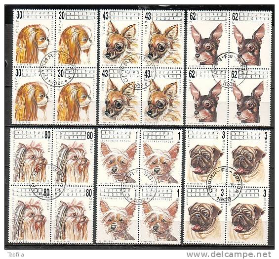 BULGARIE - 1991 - Chiens D´agrement - 6v - Bl.de 4 Obl. - Usados