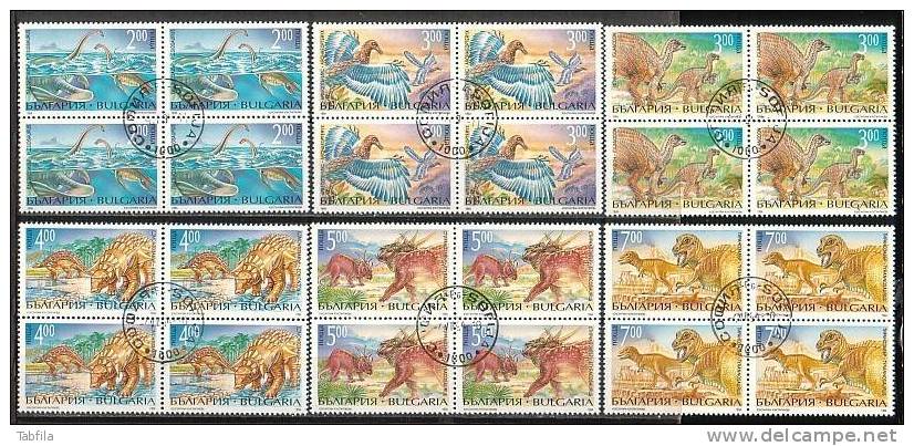 BULGARIE - 1994 - Animaux Prehistoriques - 6v Bl De 4 Obl. - Usados