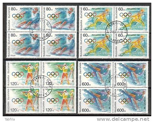 BULGARIE - 1998 - Jeux Olimpiques Hiver Nagano´98 - 4v Bl.du 4 - Obl. - Hiver 1998: Nagano