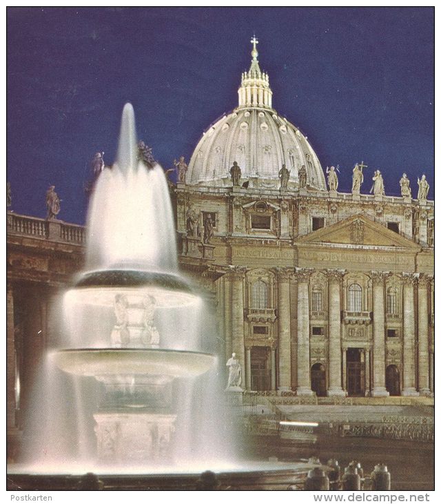 ÄLTERE POSTKARTE CITTA' DEL VATICANO BASILICA DI S. PIETRO E LA FONTANA DEL BERNINI Nacht Night Fountain Vatikan Vatican - Vatican