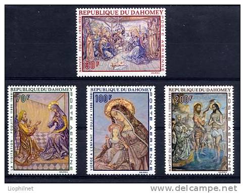 DAHOMEY 1968, TABLEAUX DE FOUJITA, 4 Valeurs, Poste Aérienne, NEUFS MINT. R060 - Religieux