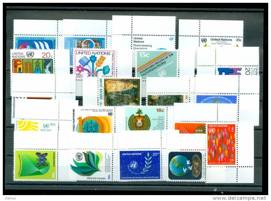 UNO NY  Eckstücke Aus 1980 - 82 Postfrisch,  , MNH ** #L420 - Lots & Serien