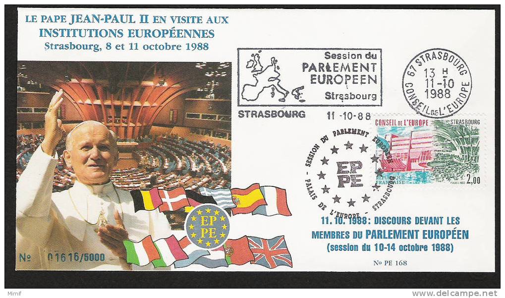 Visite De Jean-Paul II  Au Conseil De L´Europe - Octobre 1988 - Tirage : 5000 - Covers & Documents