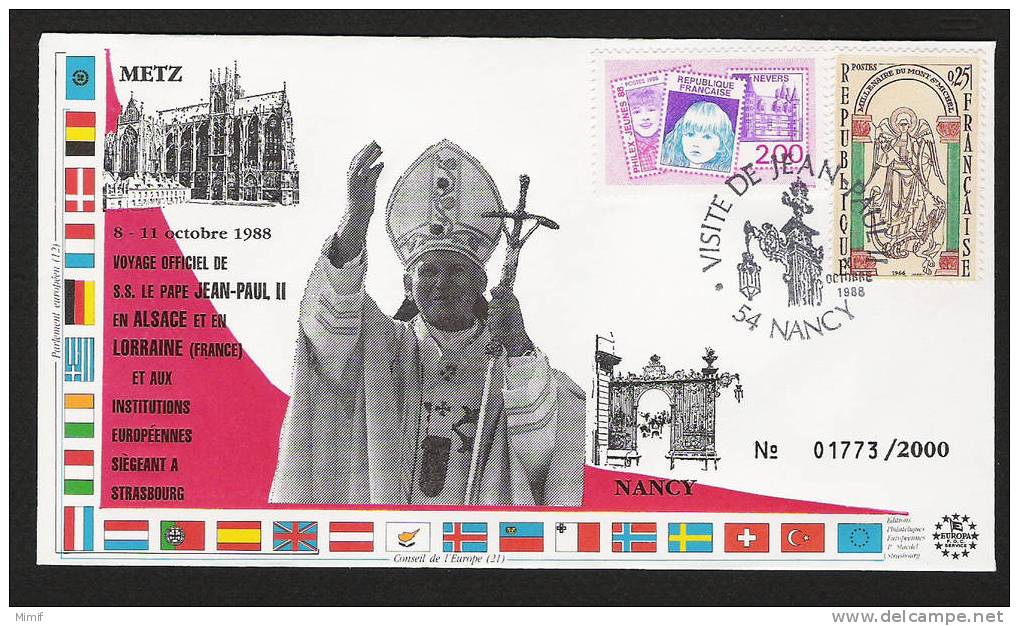 Visite De Jean-Paul II  à Nancy Et Au Conseil De L´Europe - Octobre 1988 - Tirage : 2000 - Lettres & Documents