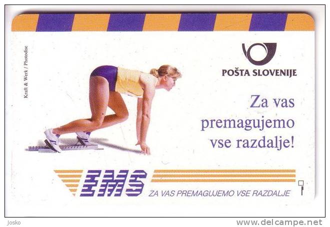 OLD TELEPHONE 1. ( Slovenia - Rare Card , Only 10.000 Ex ) Phone Telephones Phones Telefono Telefon Athletics Athletisme - Slovenia