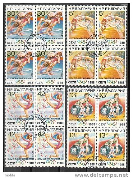 BULGARIA / BULGARIE - 1988 - Jeux Olimpiques Ete - Seoul´88 - 4v - Bl De 4 - Obl. - Used Stamps