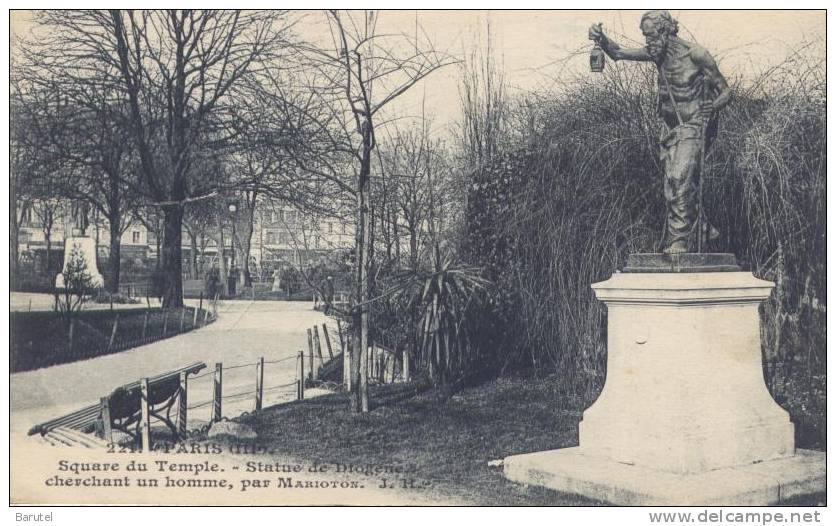 PARIS 03 - Square Du Temple. Statue De Diogène Cherchant Un Homme - District 03