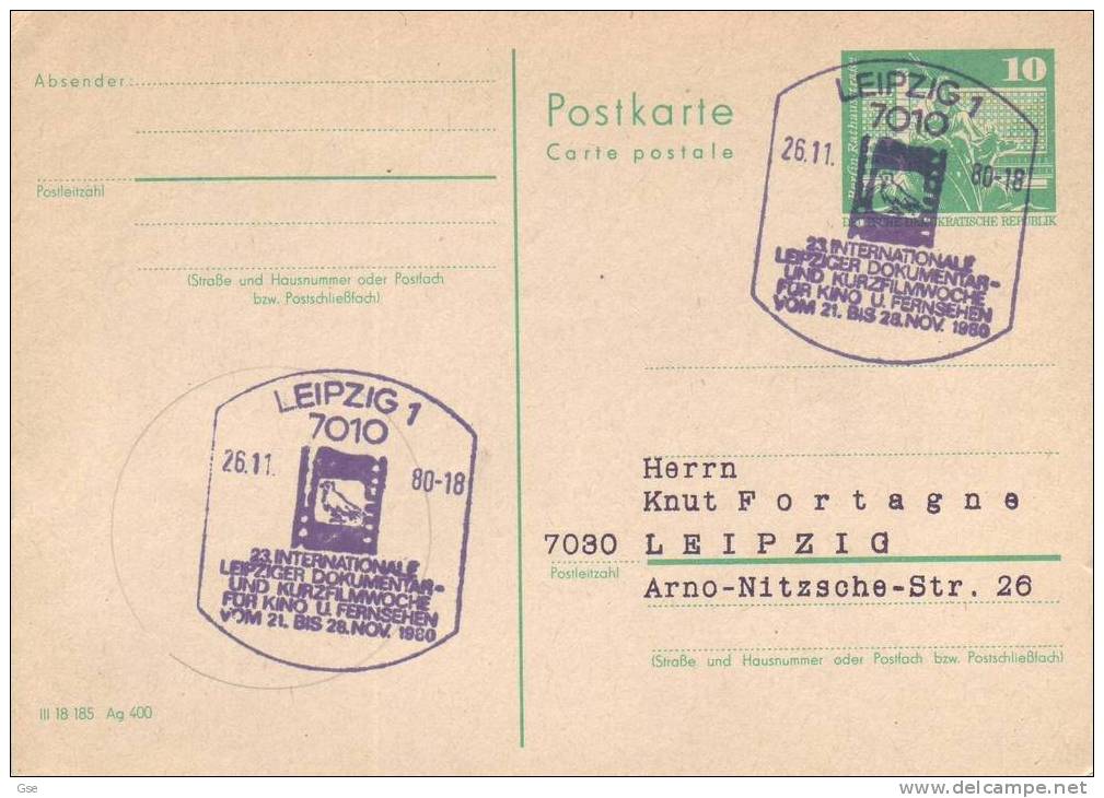 GERMANIA DDR 1980 - Cartolina Postale - Annullo Speciale Illustrato - Cinema