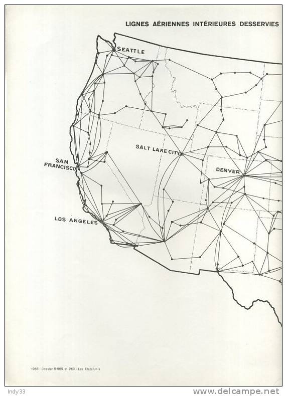 - LIGNES AERIENNES INTERIEURES AUX U.S.A. . CARTE  EDITEE EN 1965 - Mondo