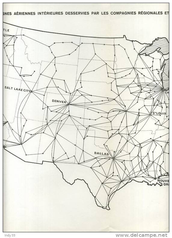 - LIGNES AERIENNES INTERIEURES AUX U.S.A. . CARTE  EDITEE EN 1965 - Monde