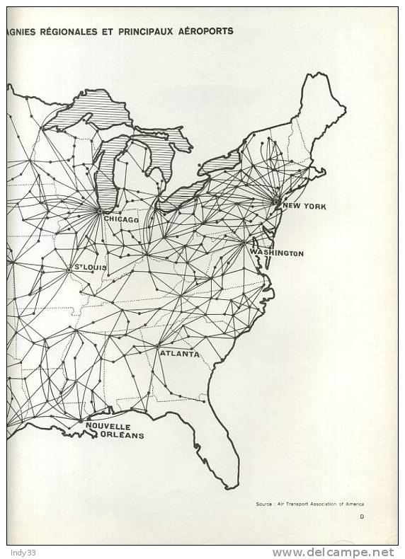 - LIGNES AERIENNES INTERIEURES AUX U.S.A. . CARTE  EDITEE EN 1965 - Monde