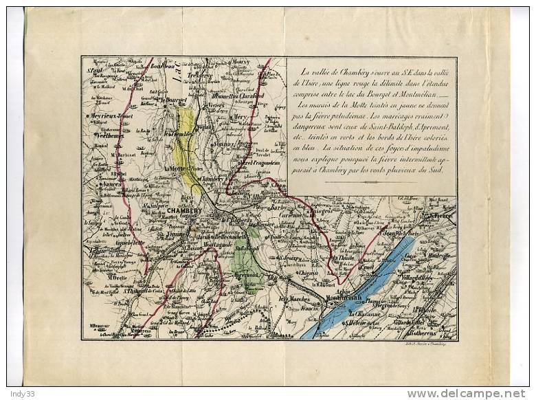 - LA VALLEE DE CHAMBERY . CARTE GRAVEE EN COULEURS A LA FIN DU XIXe S. - Topographische Karten