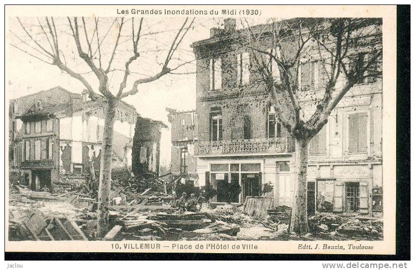 GRANDES INONDATIONS DU MIDI 1930 VILLEMUR PLACE DE L'HOTEL DE VILLE REF 5288 - Catastrophes