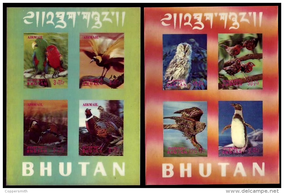 (005-06) Bhutan / Bhoutan  3-D Birds Sheets / 2 Bf / Blocs Oiseaux / Vögel  ** / Mnh  Michel BL 29-30 - Bhutan